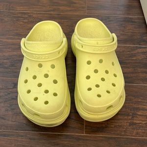 Neon green bae crocs